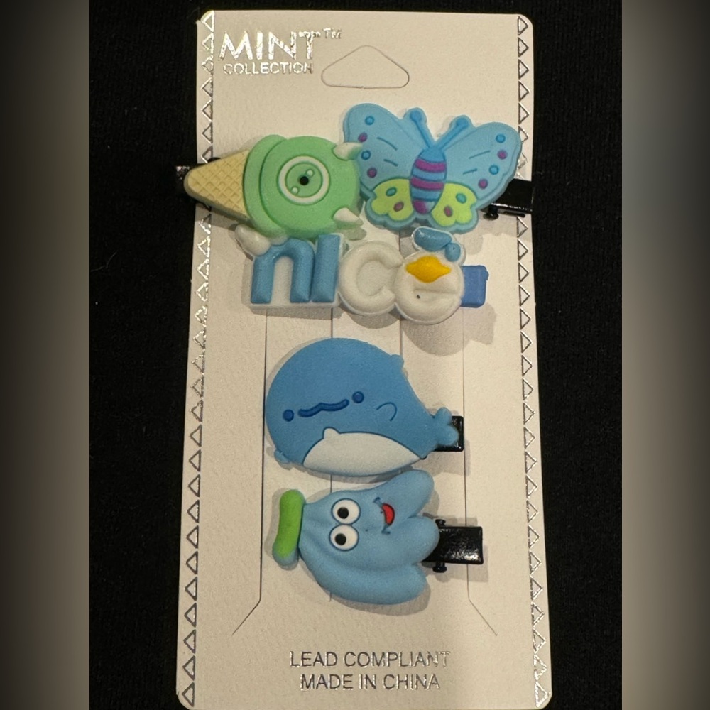 Girls Set of 5 Hair Clips in Blue Butterfly Nice